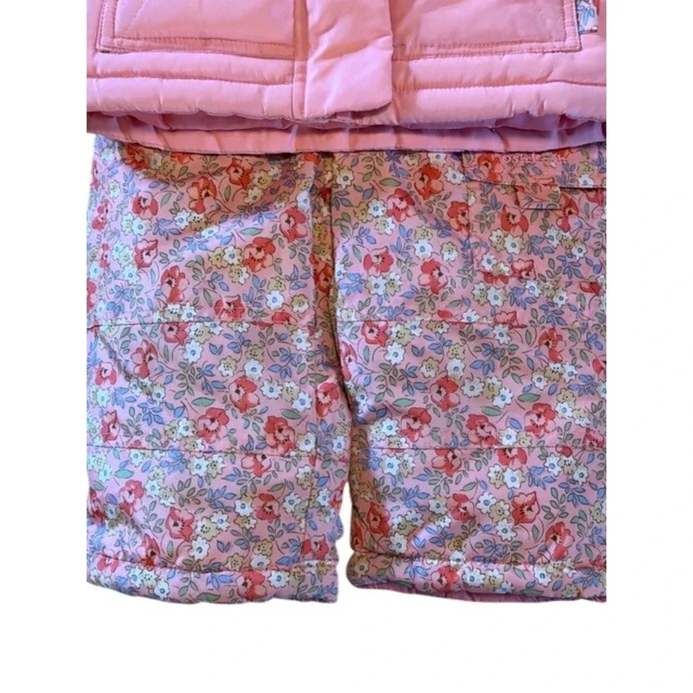 Oshkosh Baby‎ Girls Pink Floral Puffer Winter Snowsuit Jacket Pants Set 12M